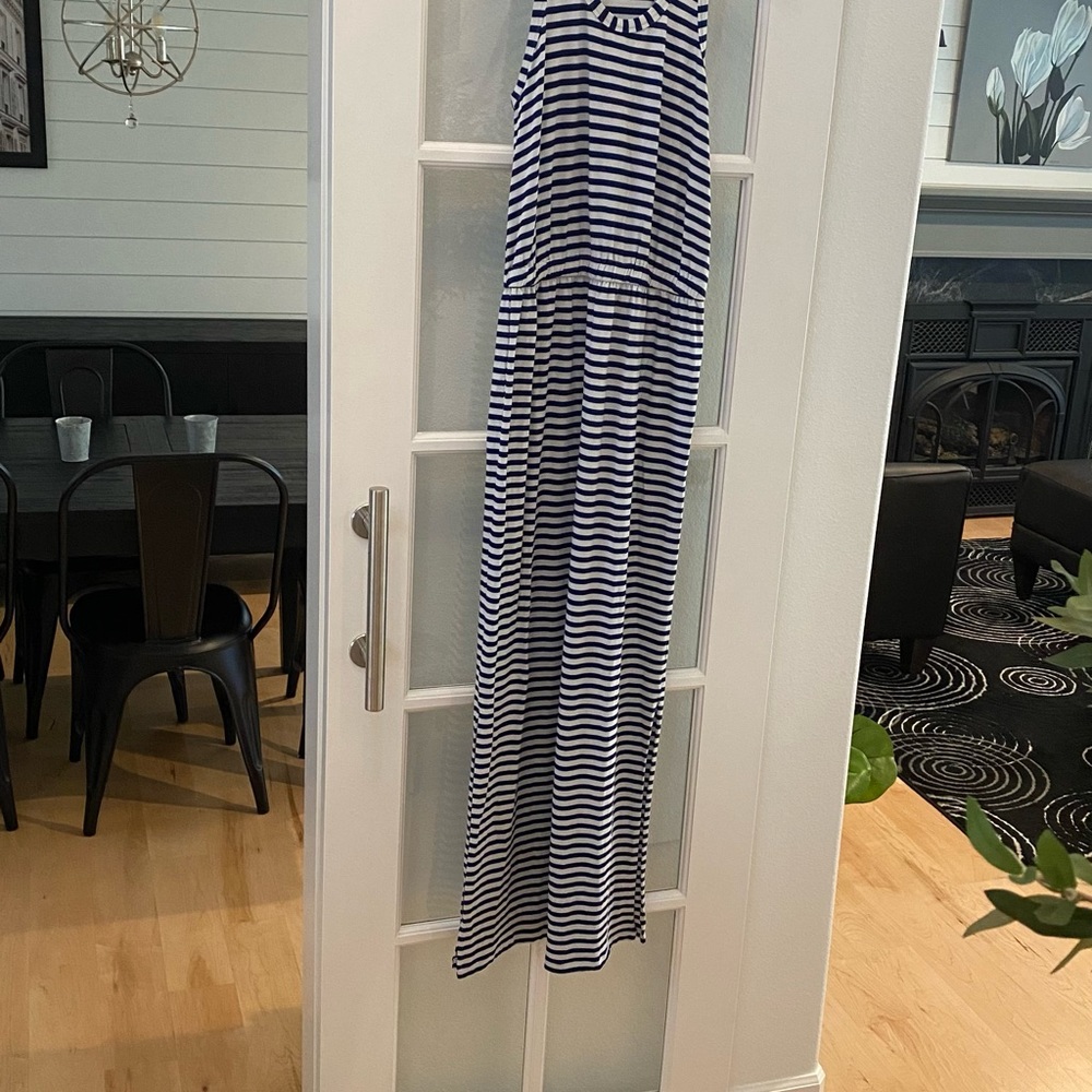 J Crew striped racer back maxi dress